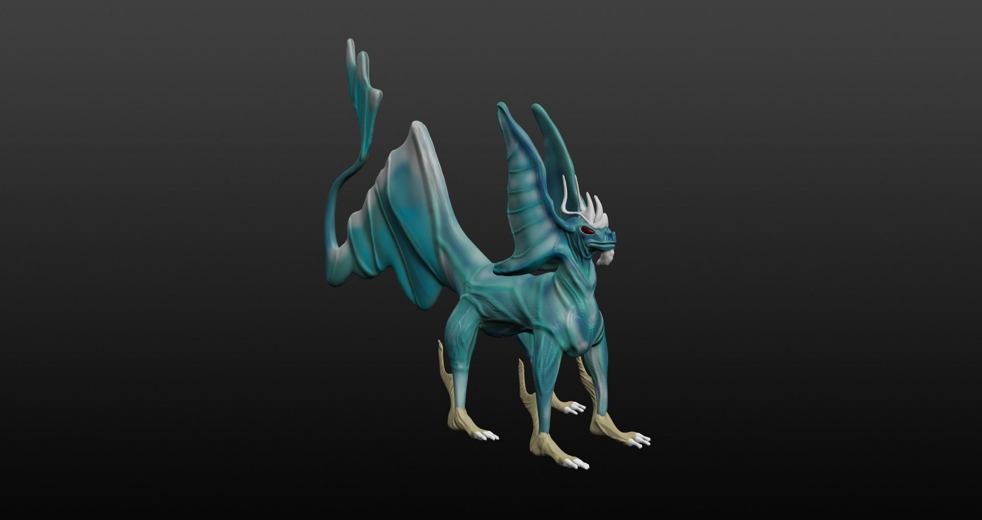  Blue Dragon Low-poly 3D model_6