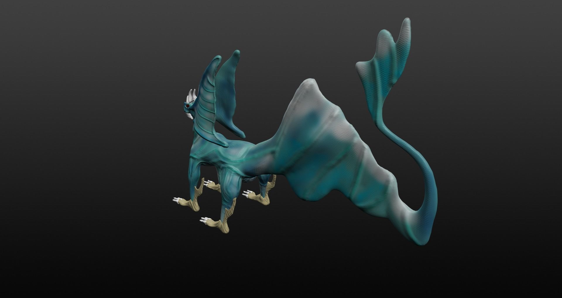  Blue Dragon Low-poly 3D model_44