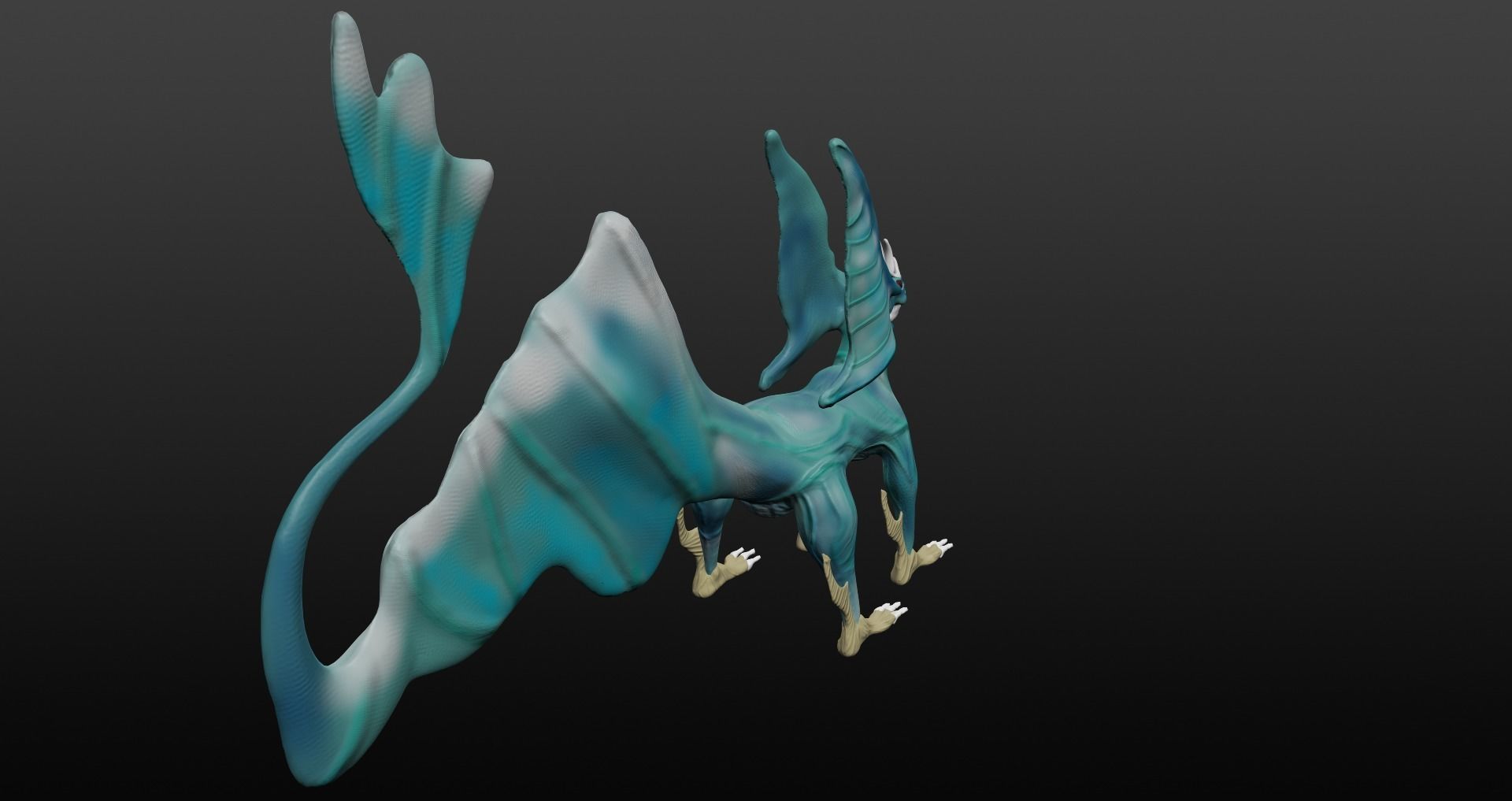  Blue Dragon Low-poly 3D model_22