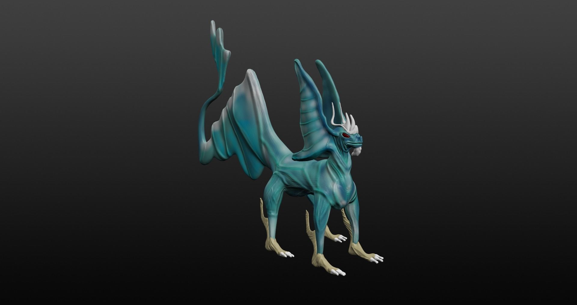  Blue Dragon Low-poly 3D model_4