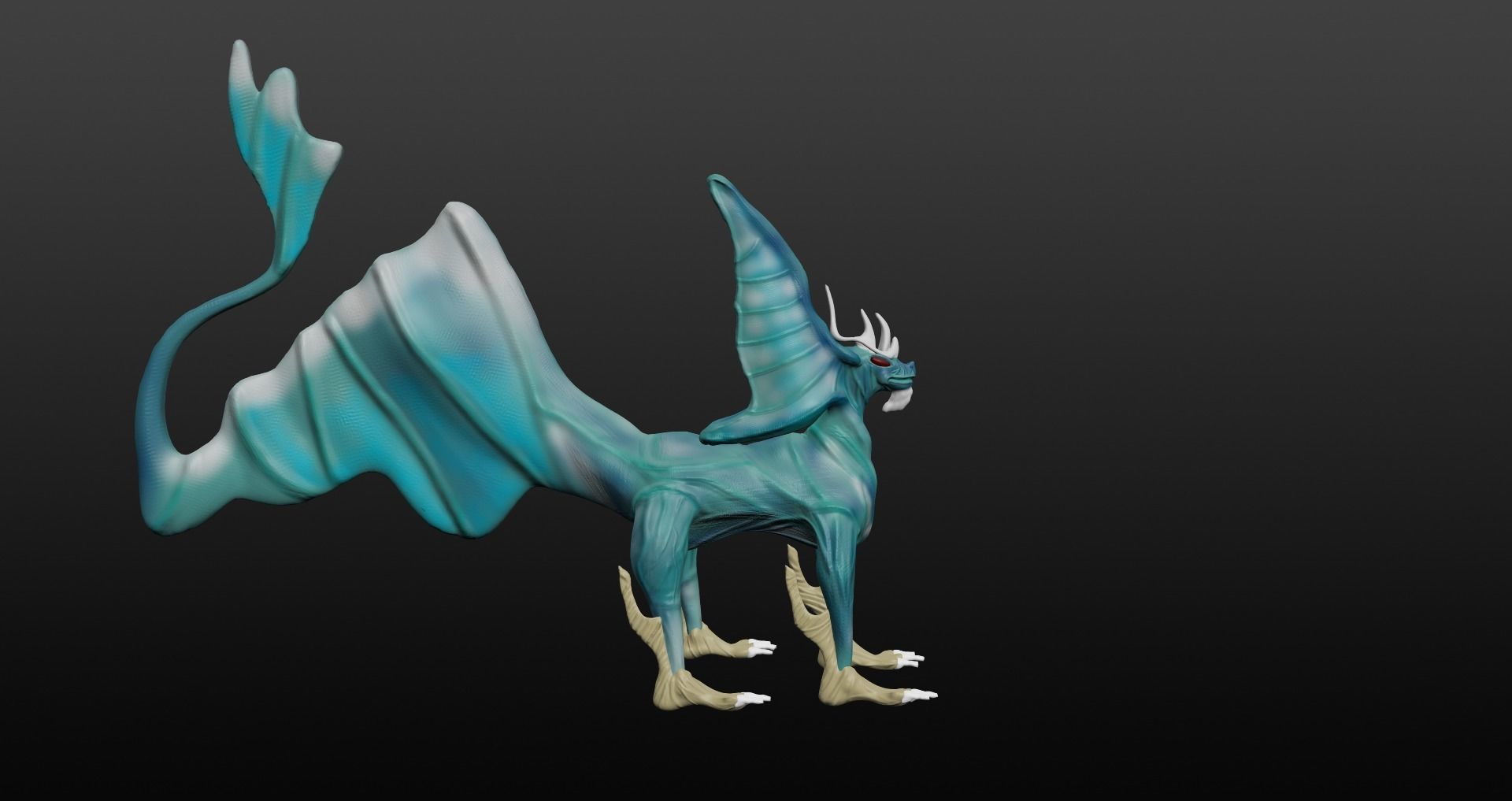  Blue Dragon Low-poly 3D model_8