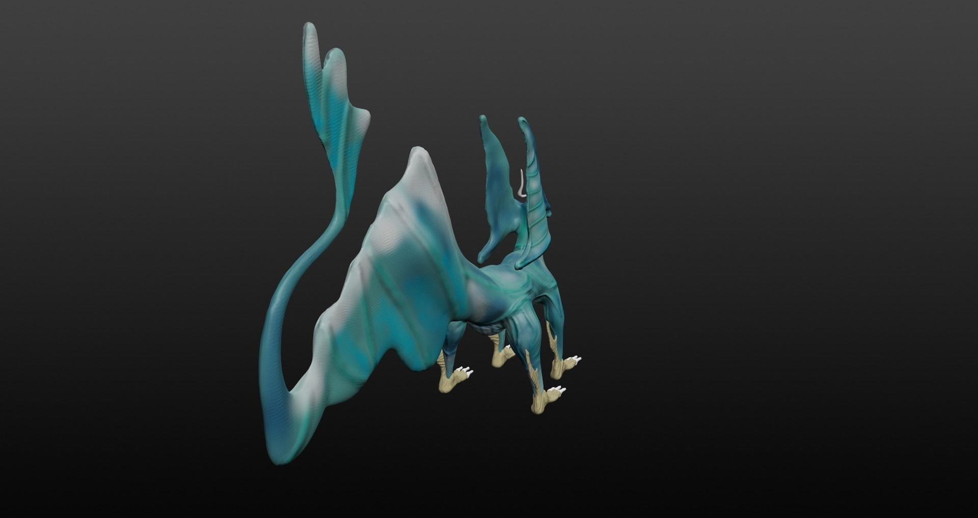  Blue Dragon Low-poly 3D model_23
