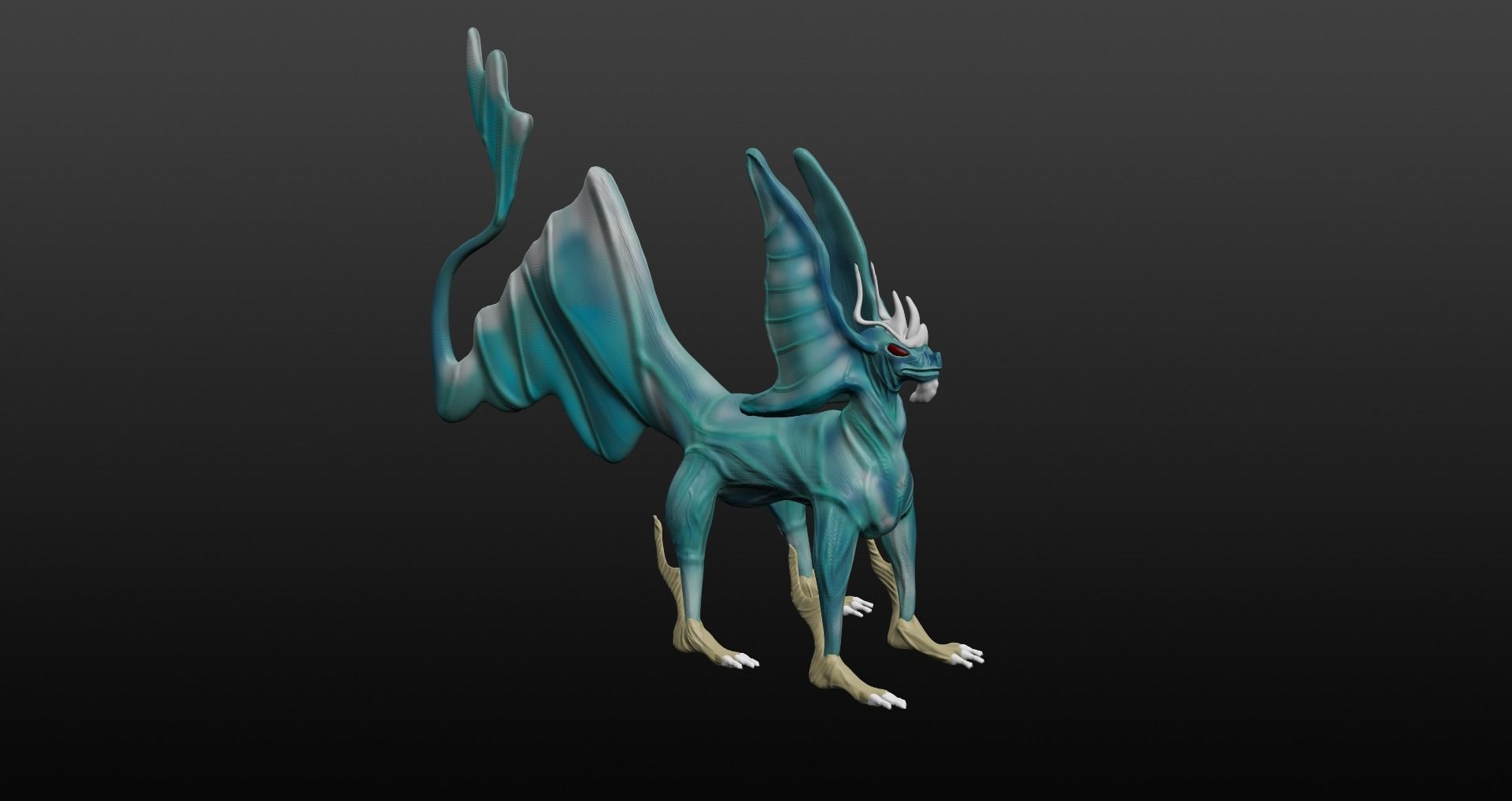  Blue Dragon Low-poly 3D model_3