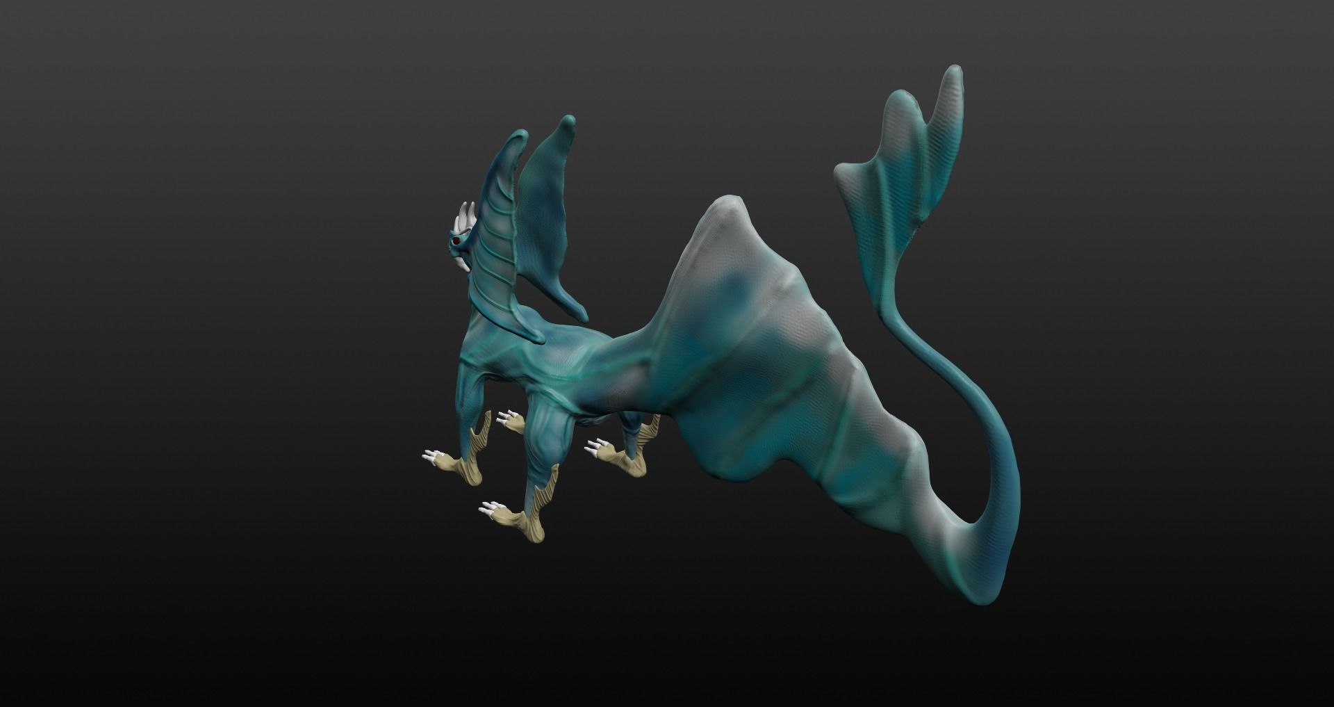  Blue Dragon Low-poly 3D model_38