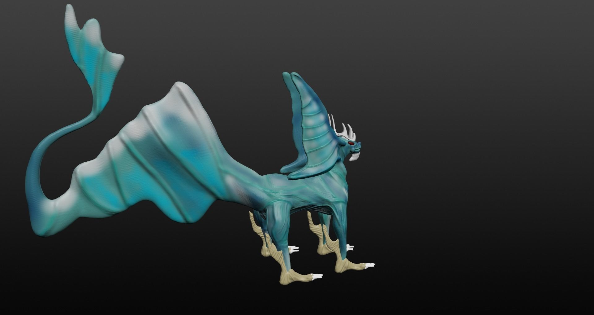  Blue Dragon Low-poly 3D model_12