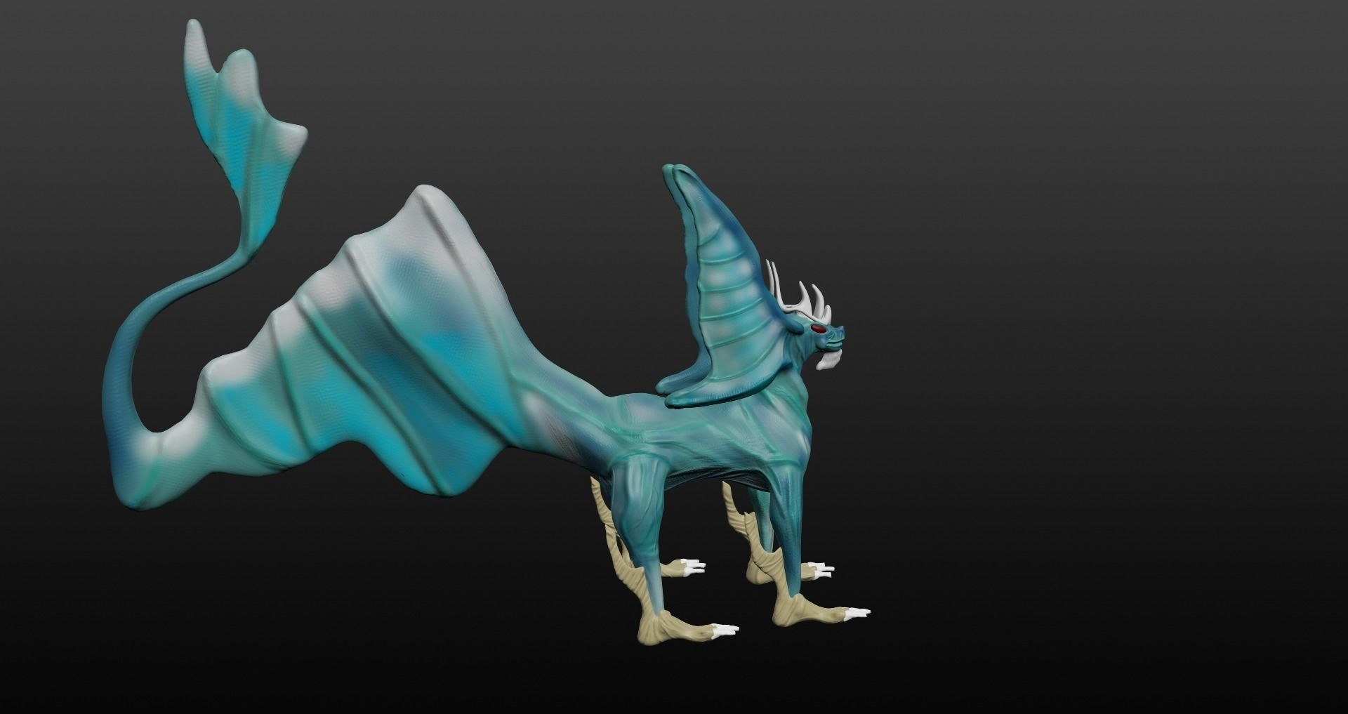  Blue Dragon Low-poly 3D model_14