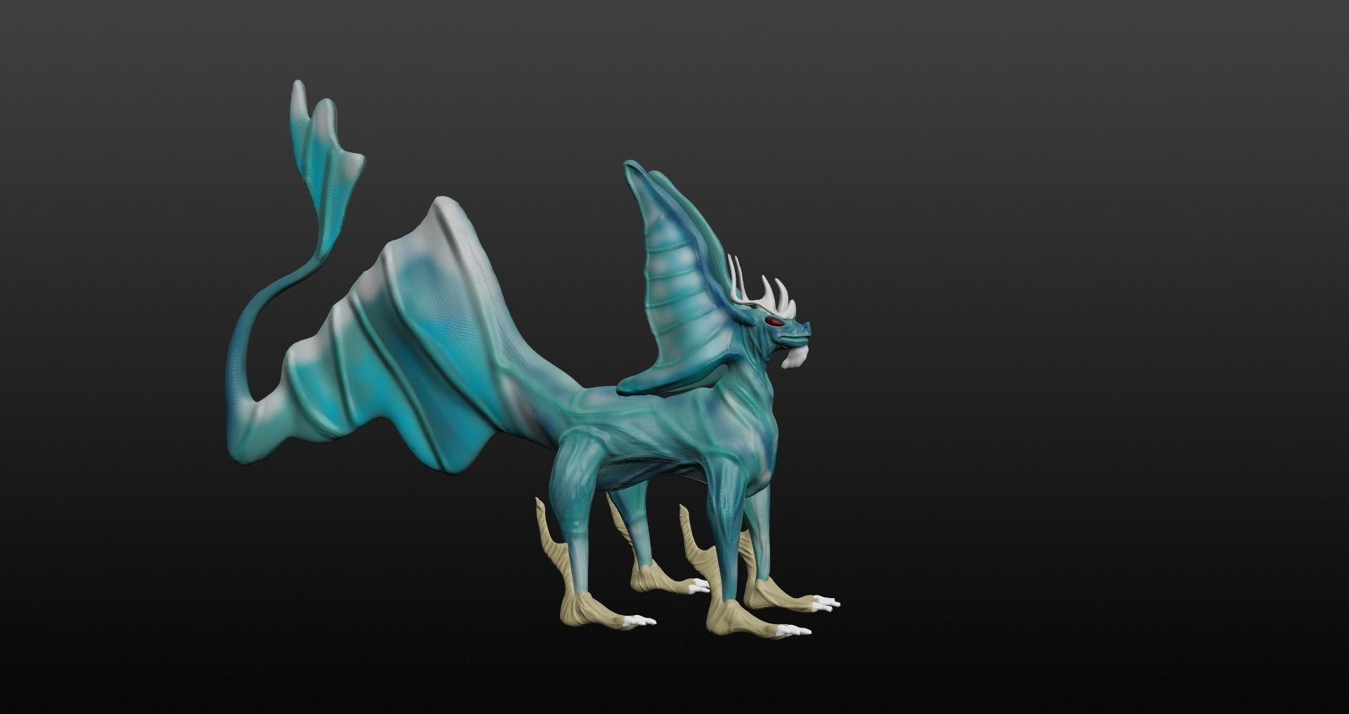  Blue Dragon Low-poly 3D model_7
