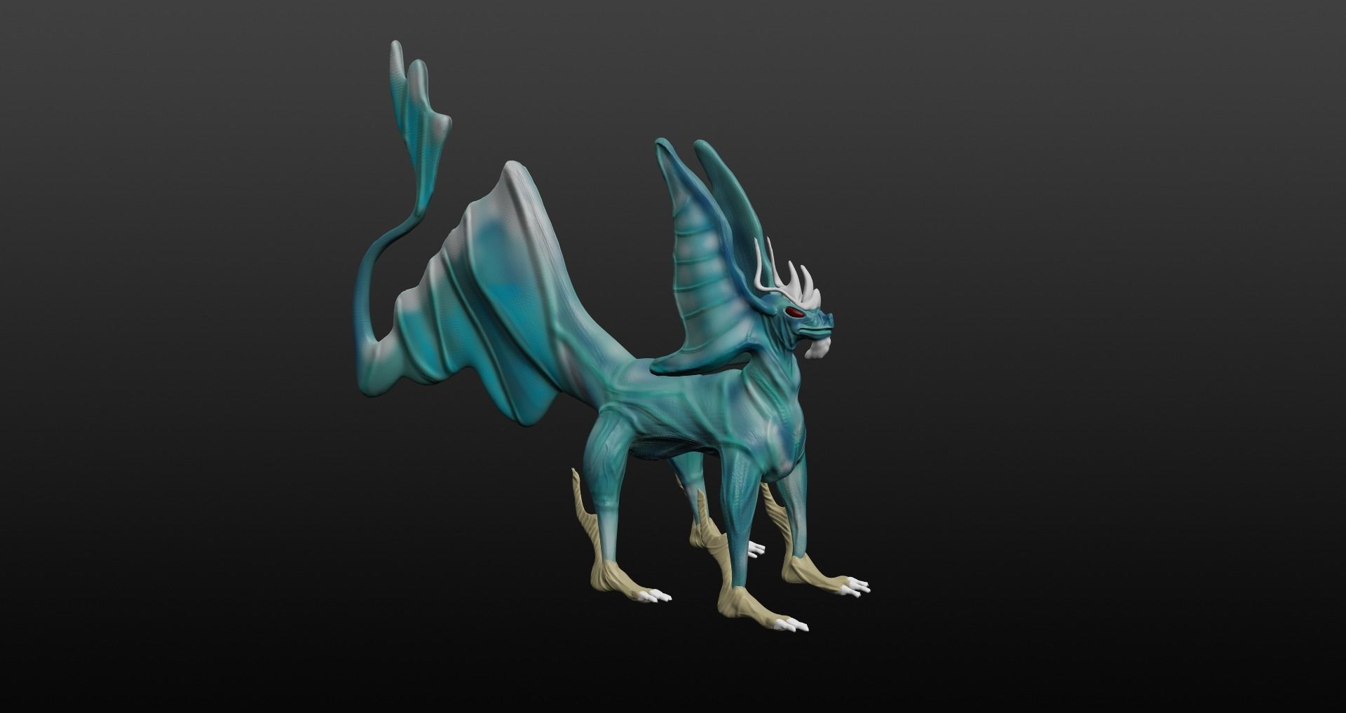  Blue Dragon Low-poly 3D model_2