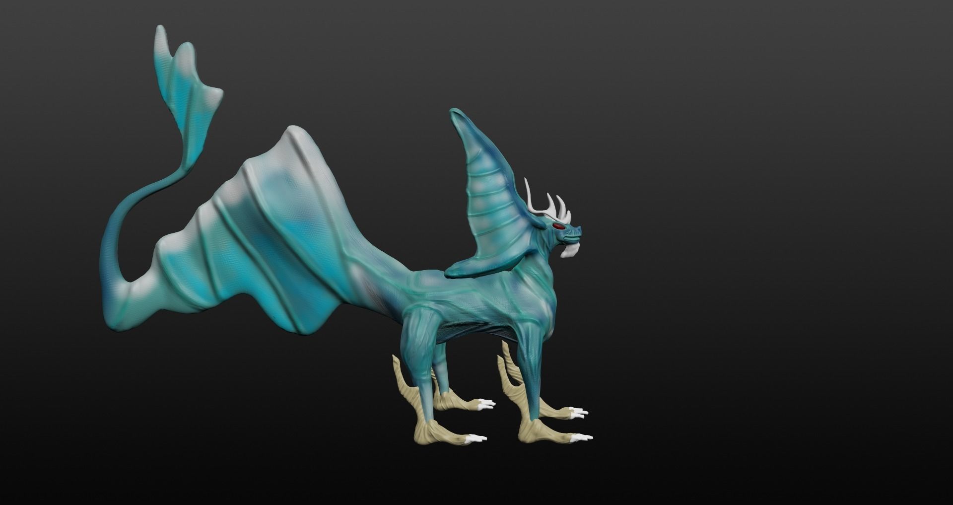  Blue Dragon Low-poly 3D model_11