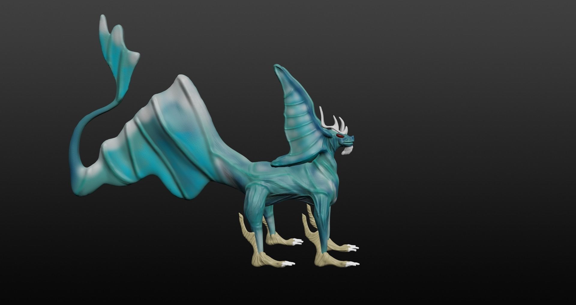  Blue Dragon Low-poly 3D model_9
