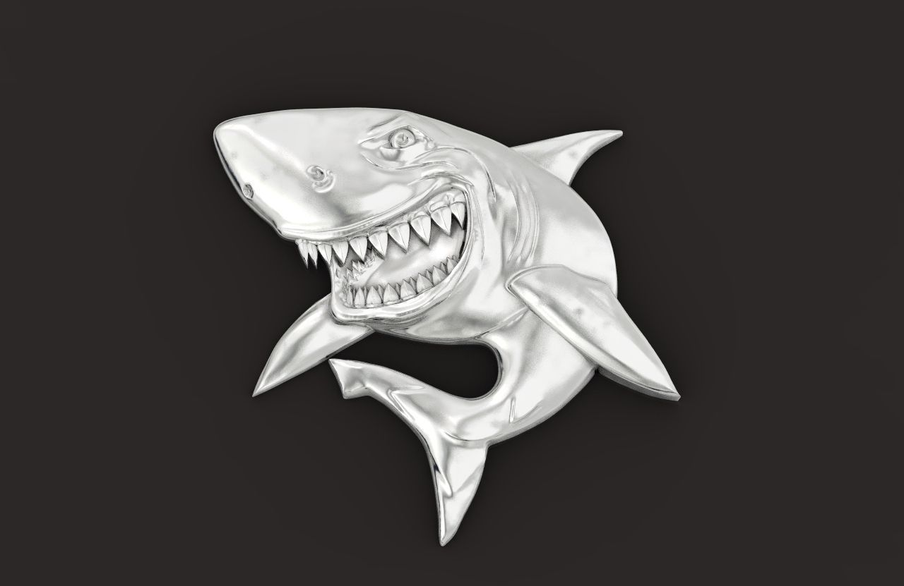 bas-relief shark 3D print model_3