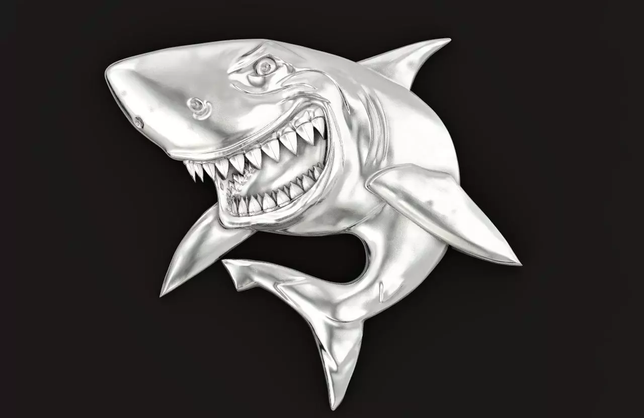 bas-relief shark 3D print model_0
