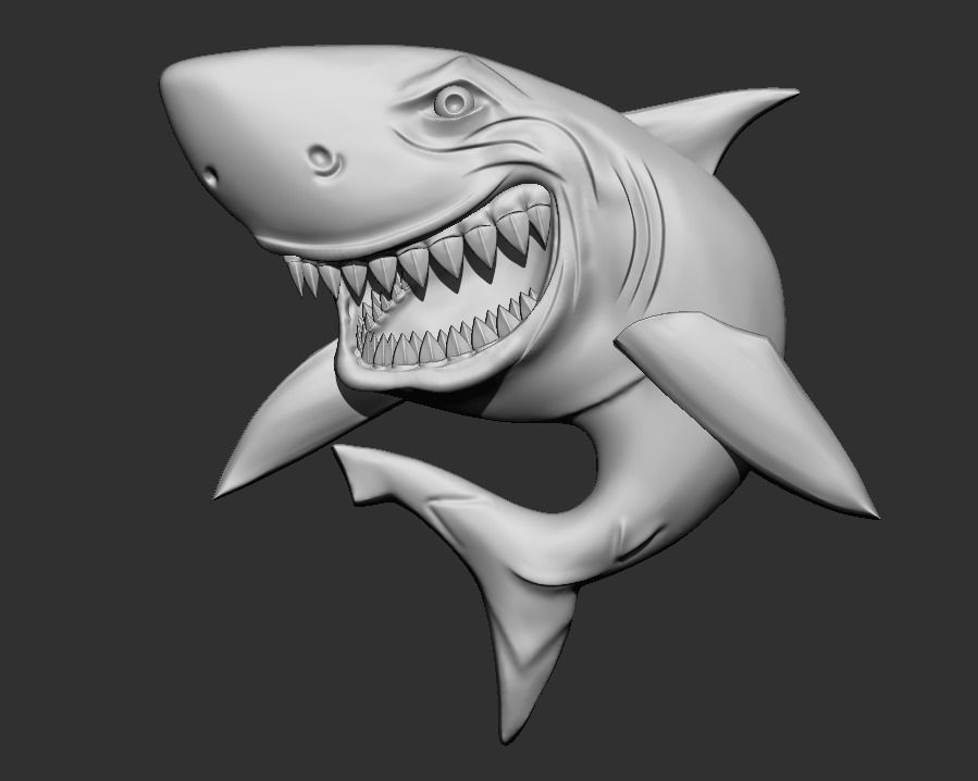 bas-relief shark 3D print model_1