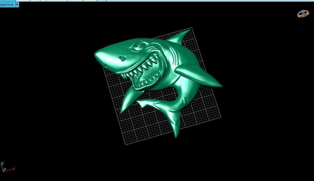 bas-relief shark 3D print model_18