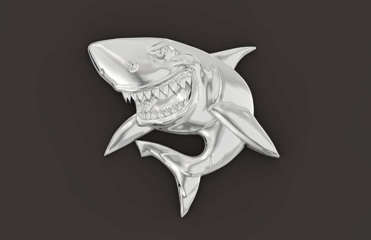 bas-relief shark 3D print model_6