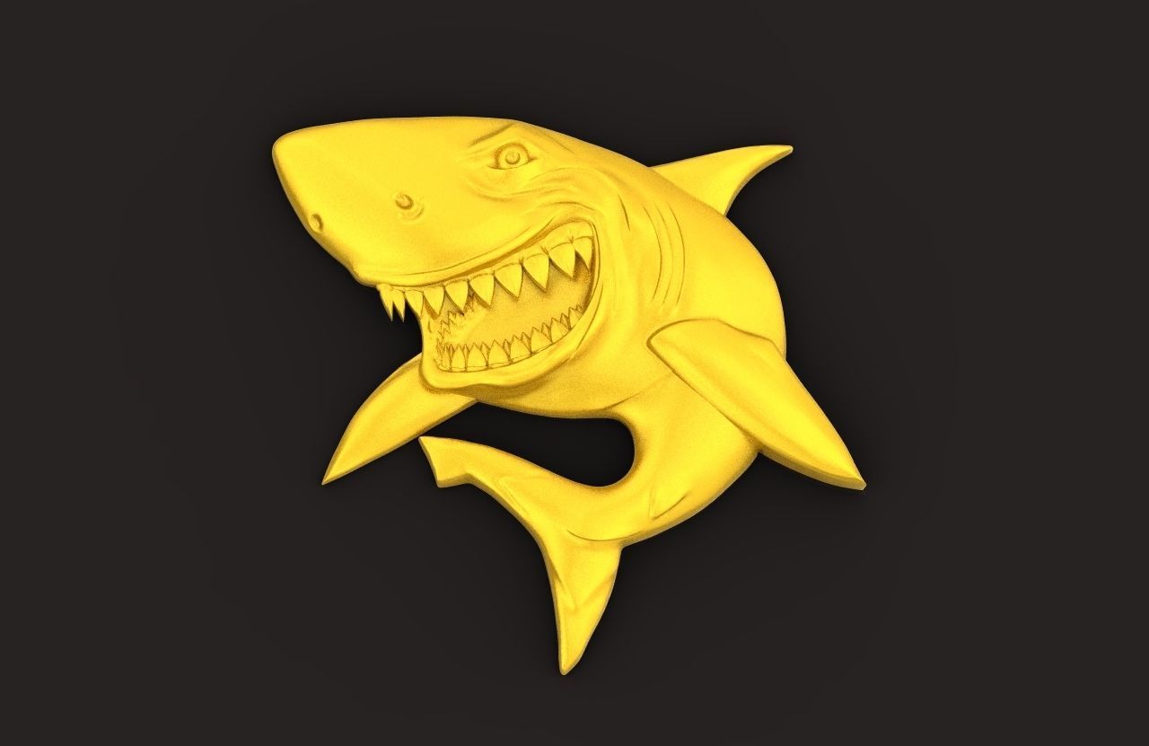 bas-relief shark 3D print model_8