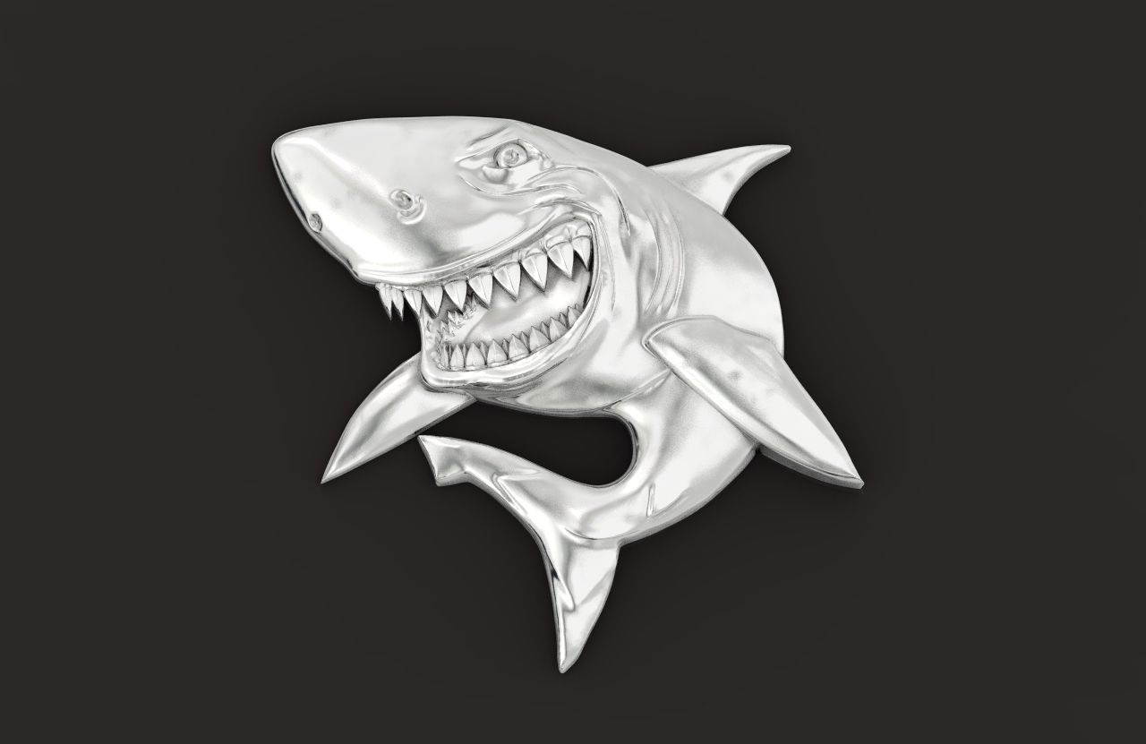 bas-relief shark 3D print model_4