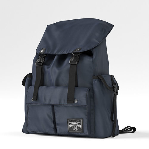Backpack fabric Blue 3D model