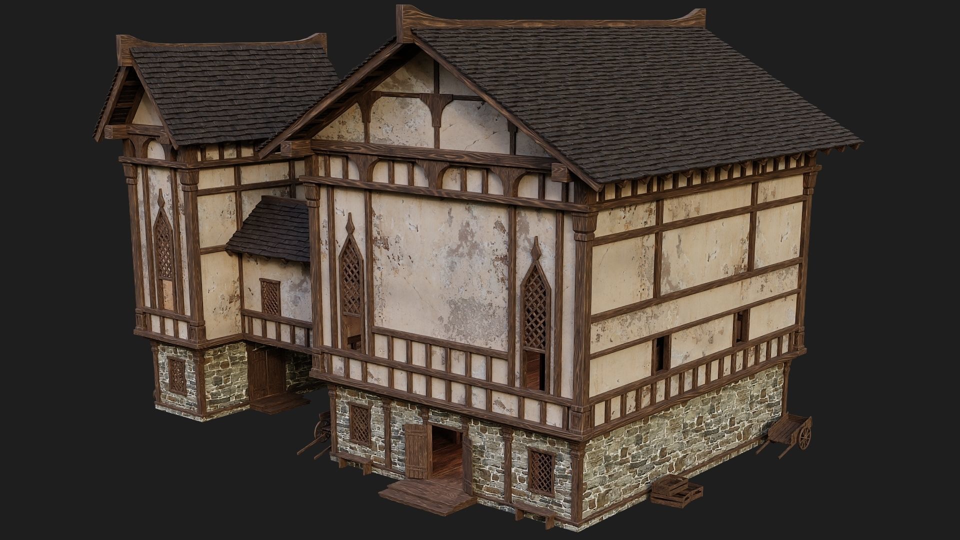 Old Medieval Building 4K Textures GameReady 104 Low-poly 3D model_11