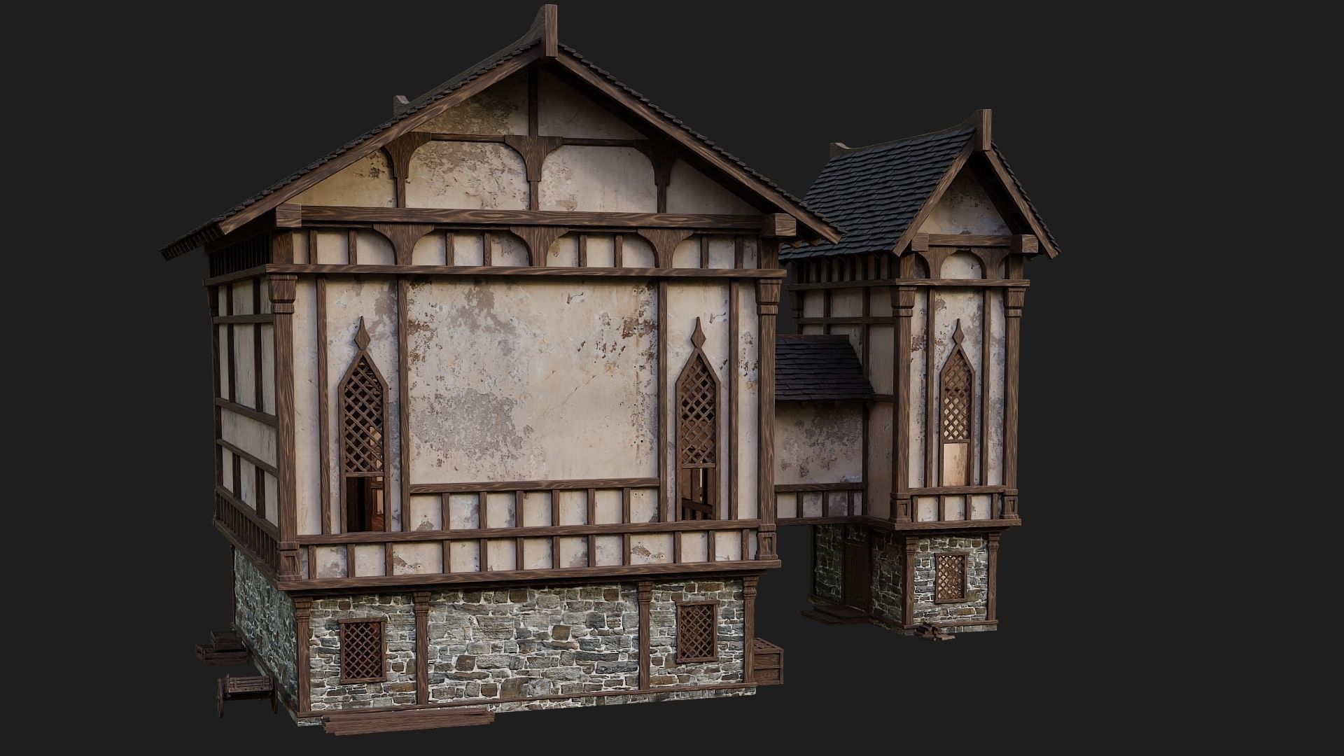 Old Medieval Building 4K Textures GameReady 104 Low-poly 3D model_12