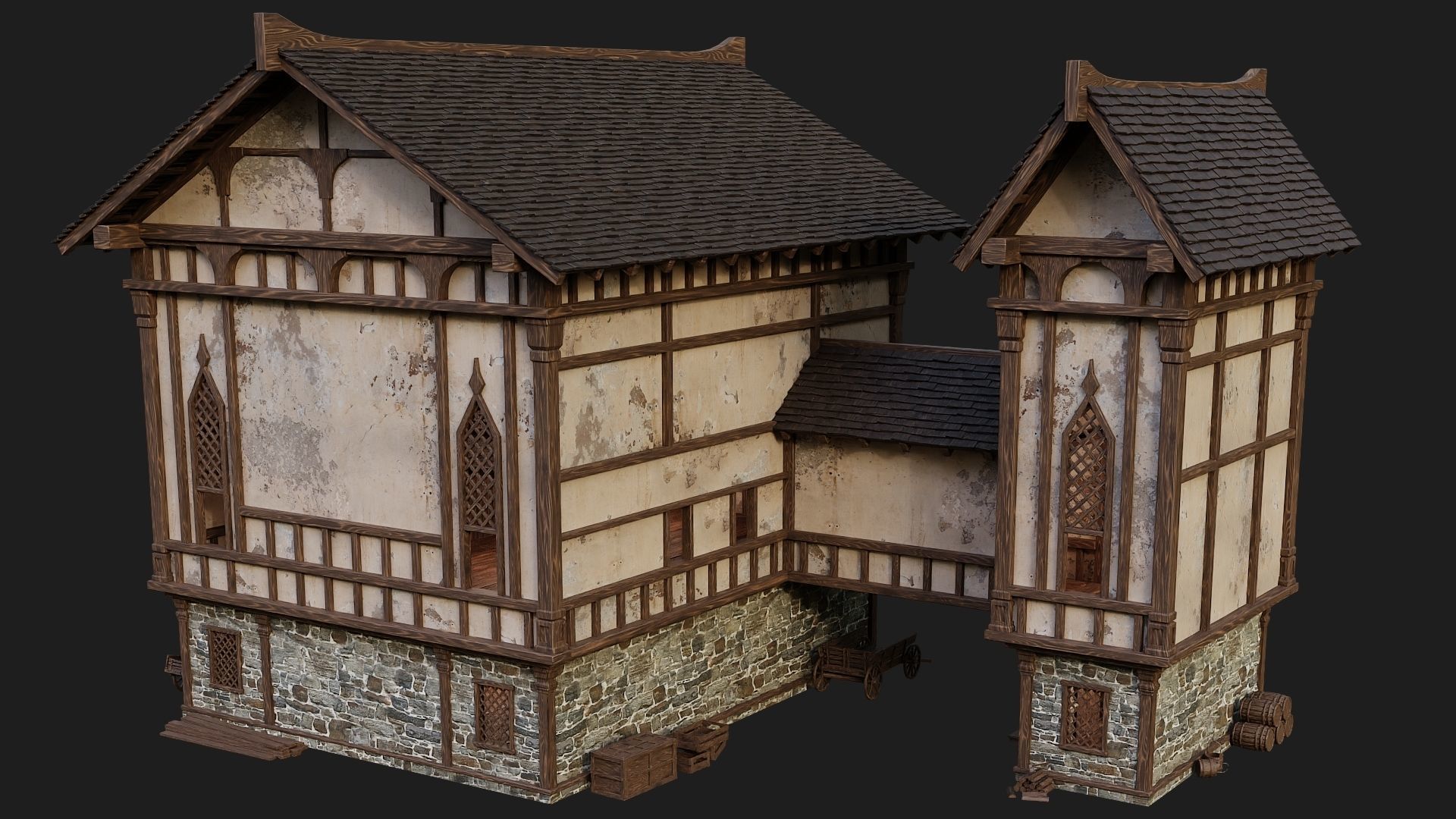 Old Medieval Building 4K Textures GameReady 104 Low-poly 3D model_3