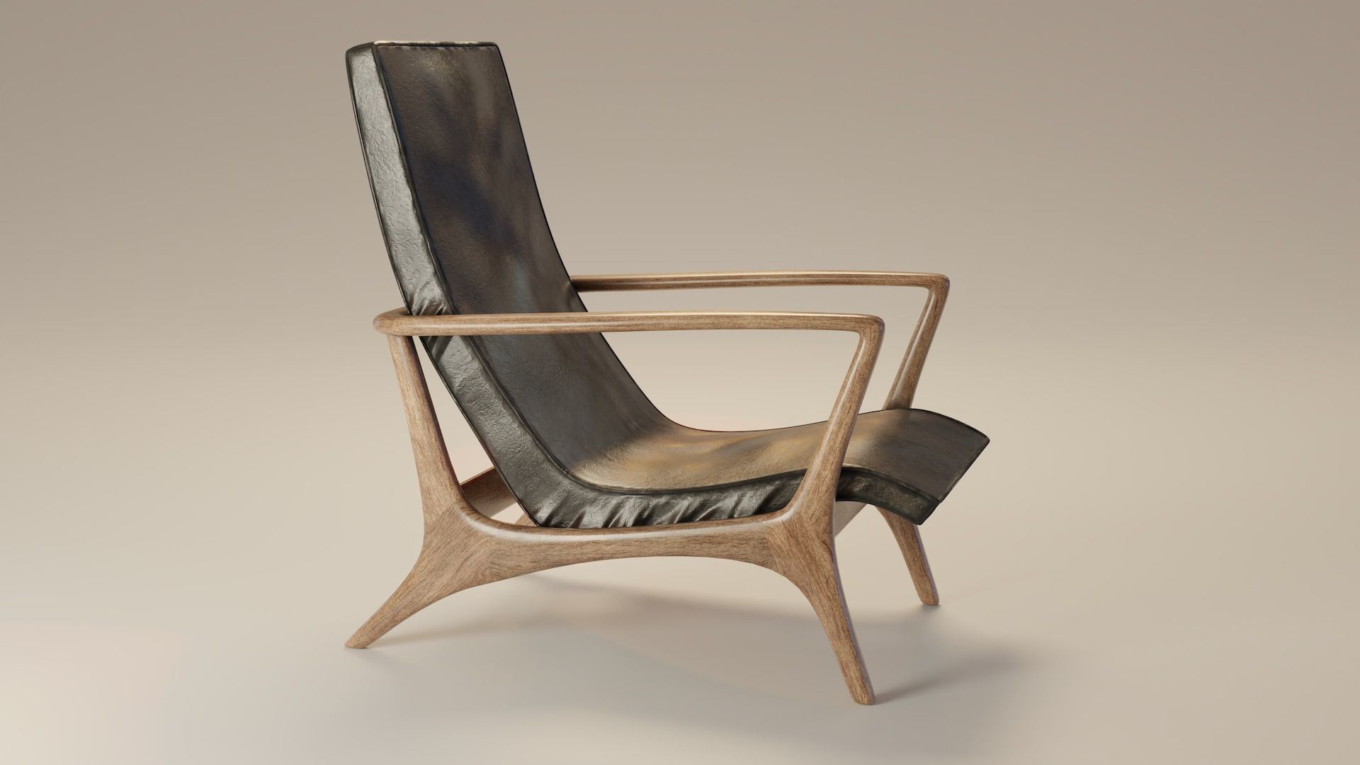 Mid-Century Armchair Low-poly 3D model_3