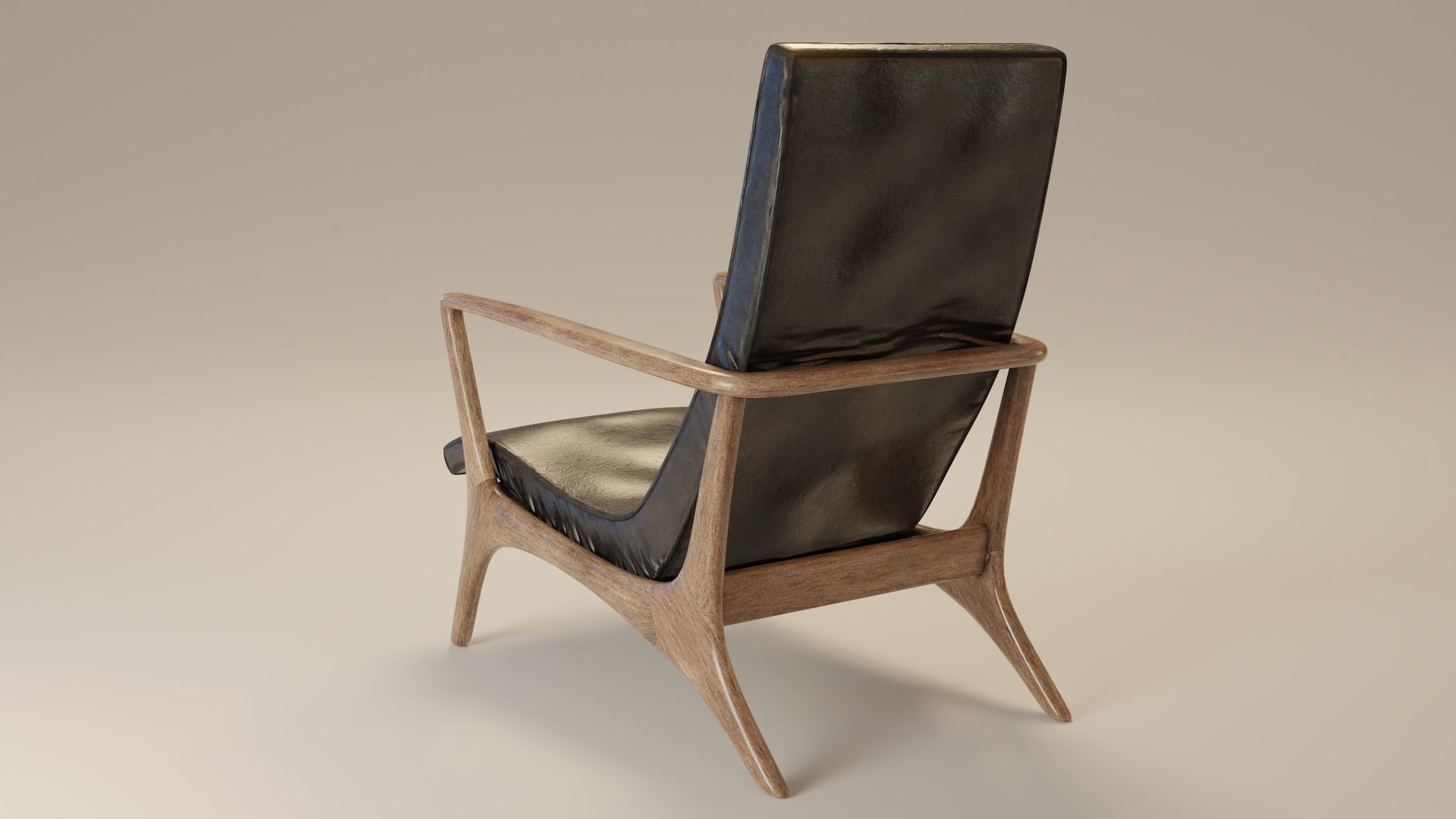 Mid-Century Armchair Low-poly 3D model_2