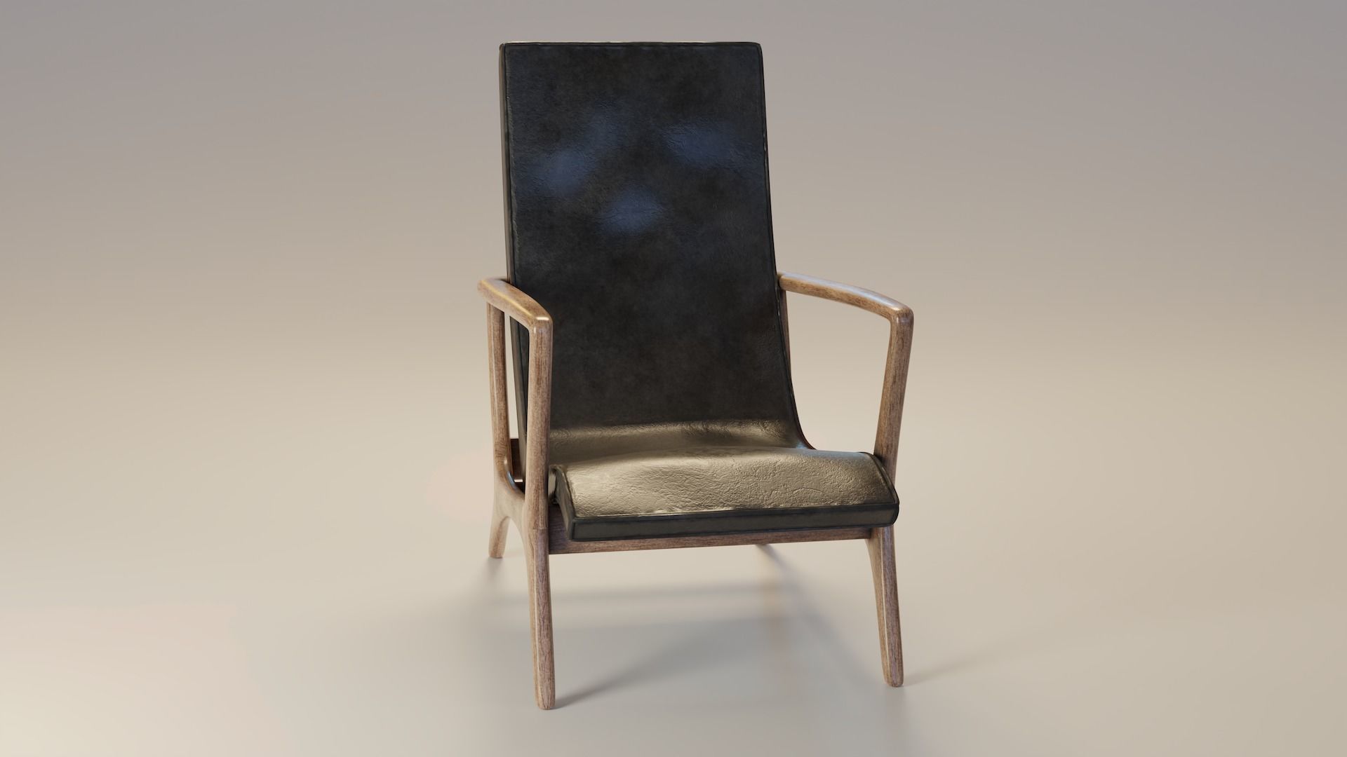 Mid-Century Armchair Low-poly 3D model_4