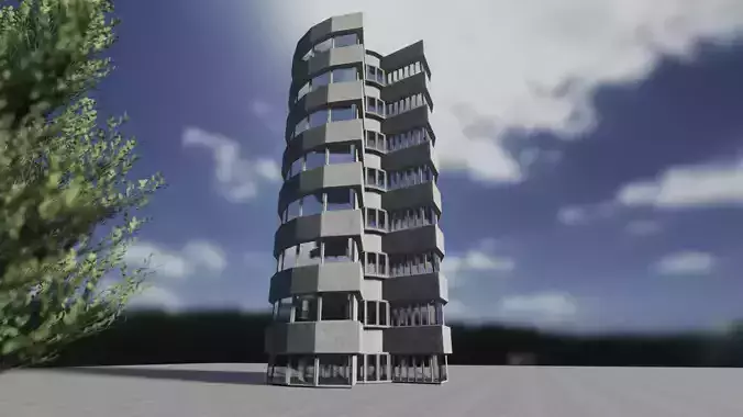 Modelo de edificio diferenciado  Low-poly 3D model