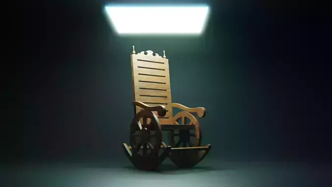 Vintage Wooden Rocking Chair - Realistic Low Poly 3D Model
