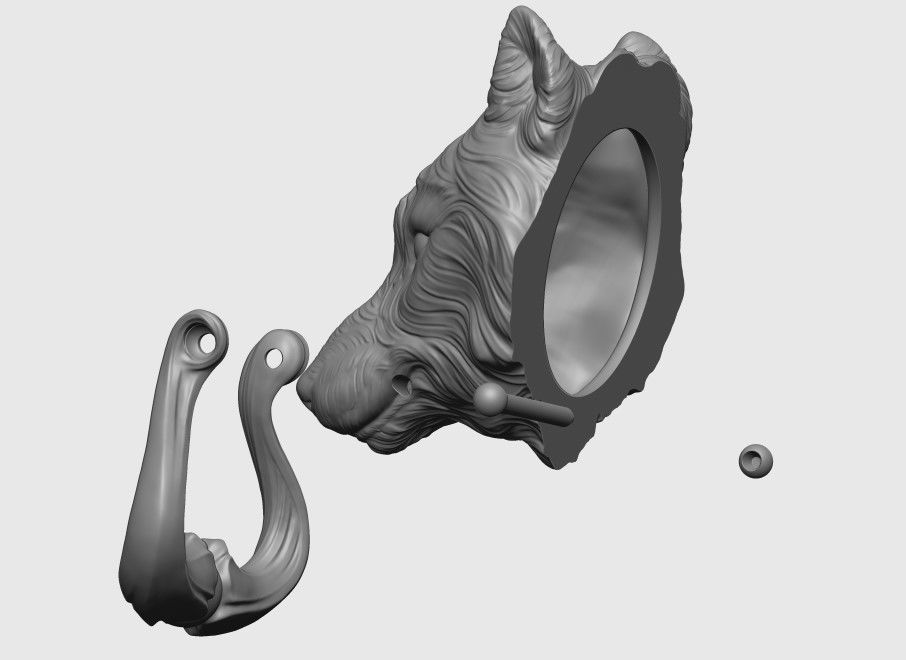 Wolf Doorhandle 2021 Head Woolf model to print Part 01 3D print model_14