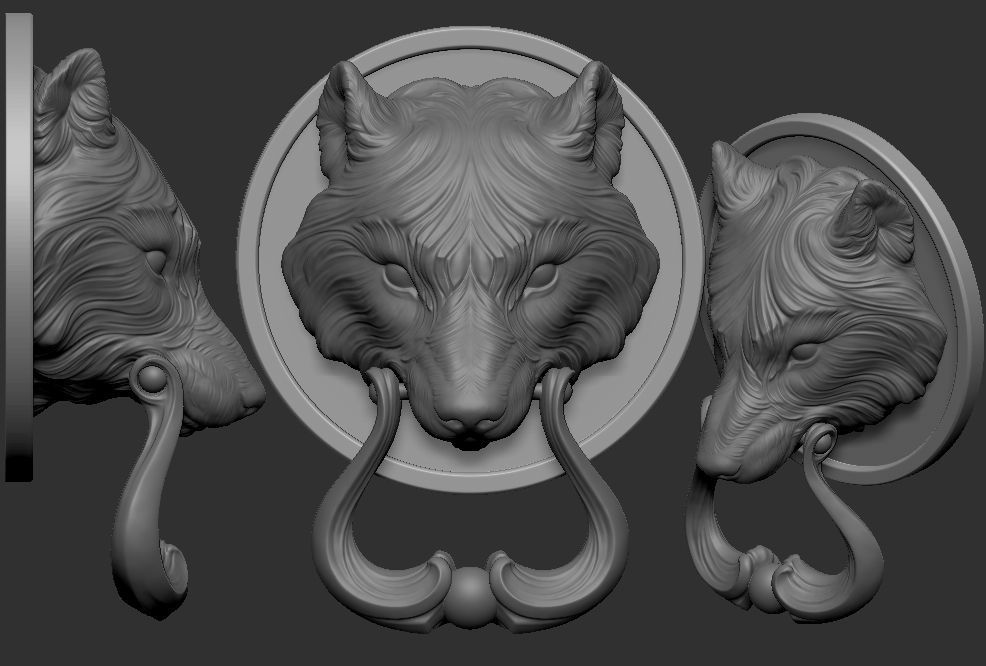 Wolf Doorhandle 2021 Head Woolf model to print Part 01 3D print model_17