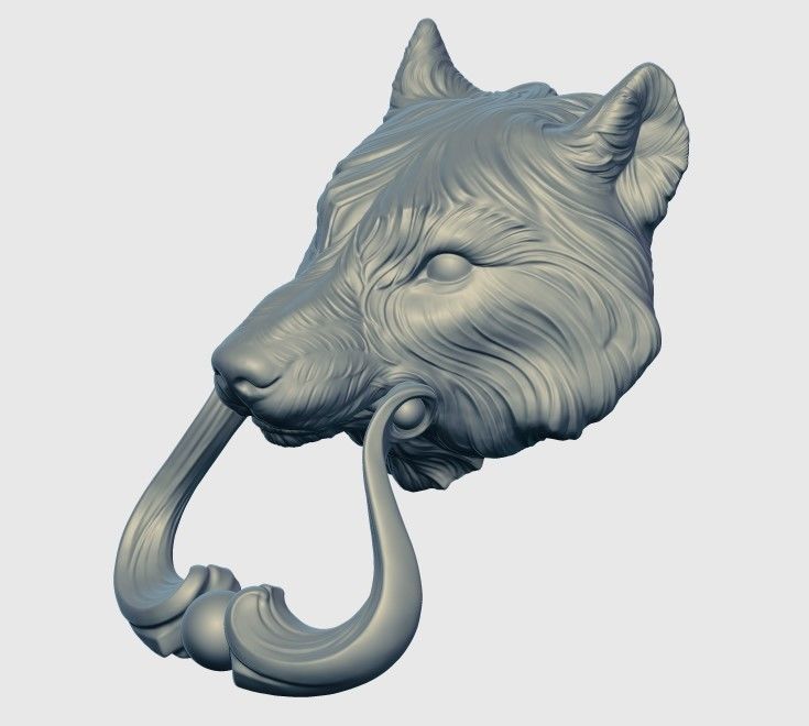 Wolf Doorhandle 2021 Head Woolf model to print Part 01 3D print model_29