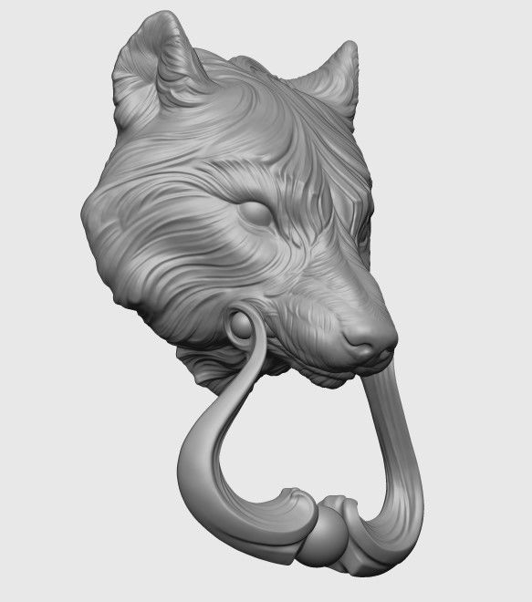 Wolf Doorhandle 2021 Head Woolf model to print Part 01 3D print model_11