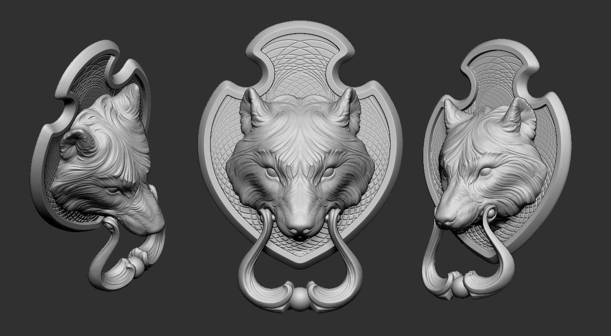 Wolf Doorhandle 2021 Head Woolf model to print Part 01 3D print model_4