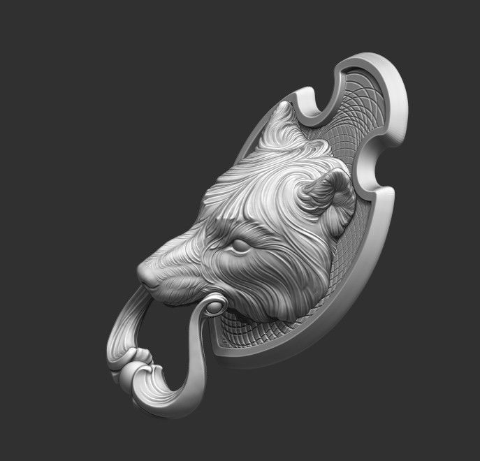 Wolf Doorhandle 2021 Head Woolf model to print Part 01 3D print model_6