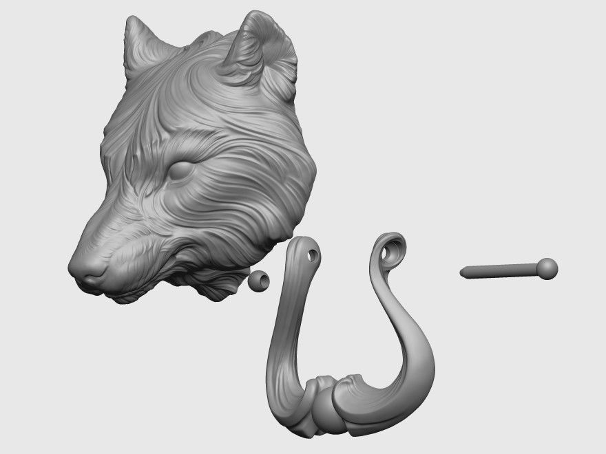 Wolf Doorhandle 2021 Head Woolf model to print Part 01 3D print model_15