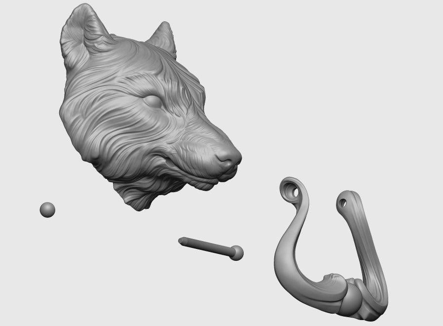Wolf Doorhandle 2021 Head Woolf model to print Part 01 3D print model_13
