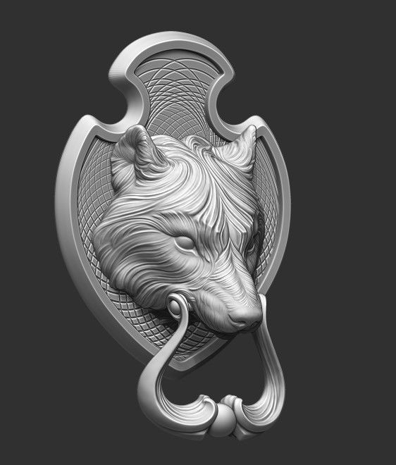 Wolf Doorhandle 2021 Head Woolf model to print Part 01 3D print model_2