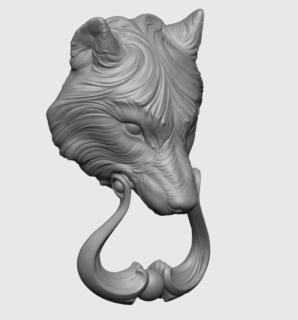 Wolf Doorhandle 2021 Head Woolf model to print Part 01 3D print model_23
