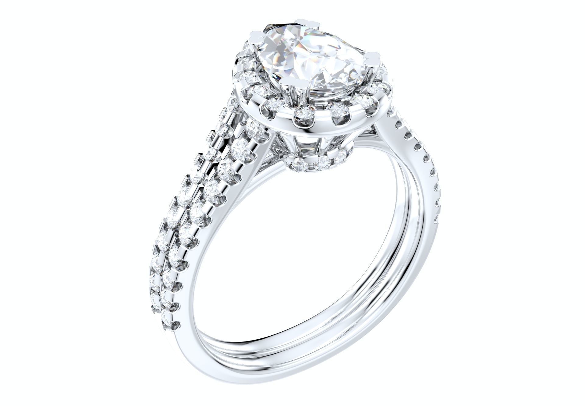 Pear Shape Diamond Engagement Ring -CRL001 3D print model_8