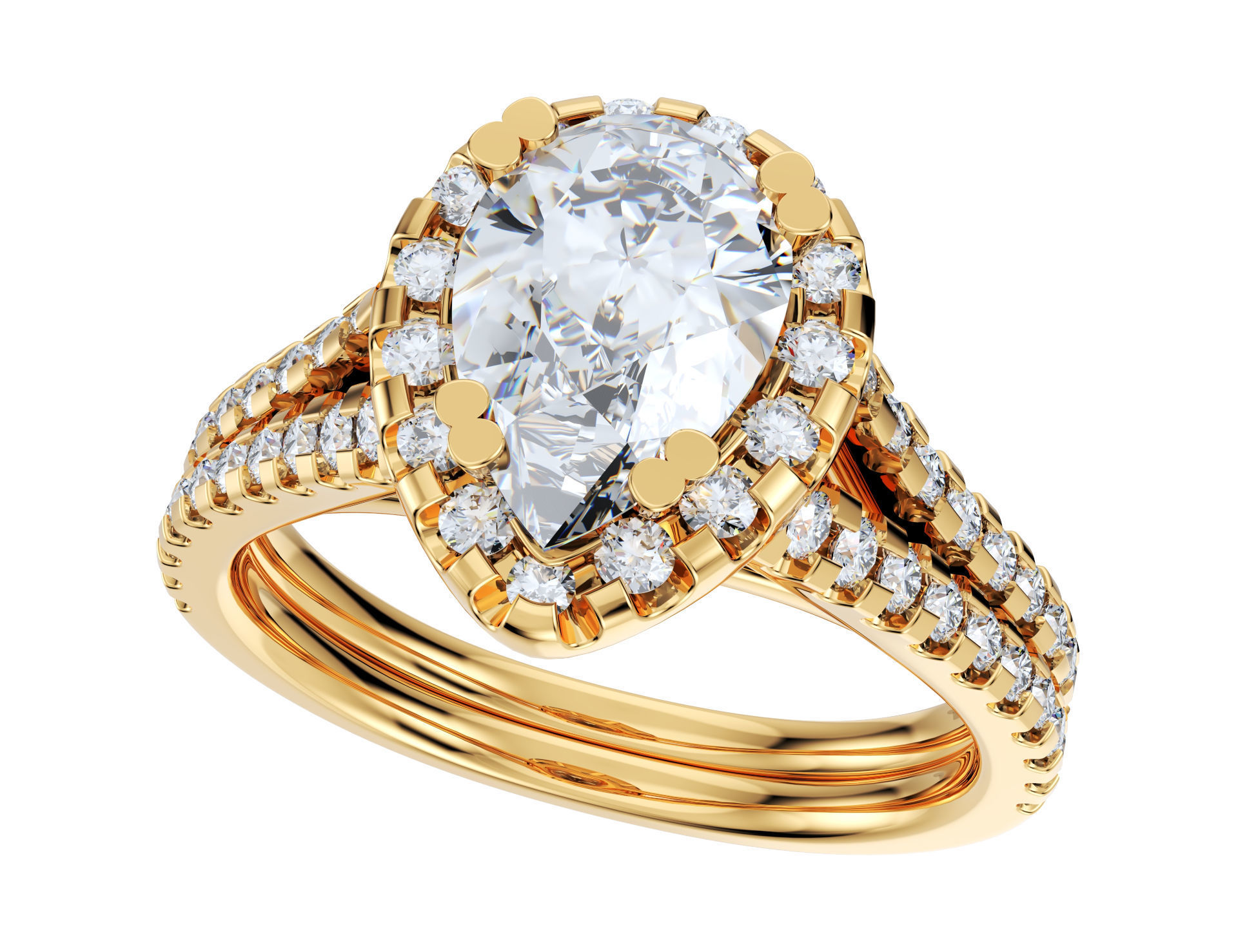 Pear Shape Diamond Engagement Ring -CRL001 3D print model_5