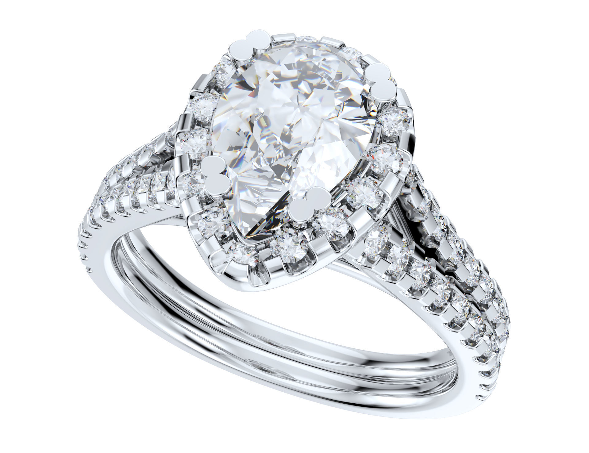 Pear Shape Diamond Engagement Ring -CRL001 3D print model_4