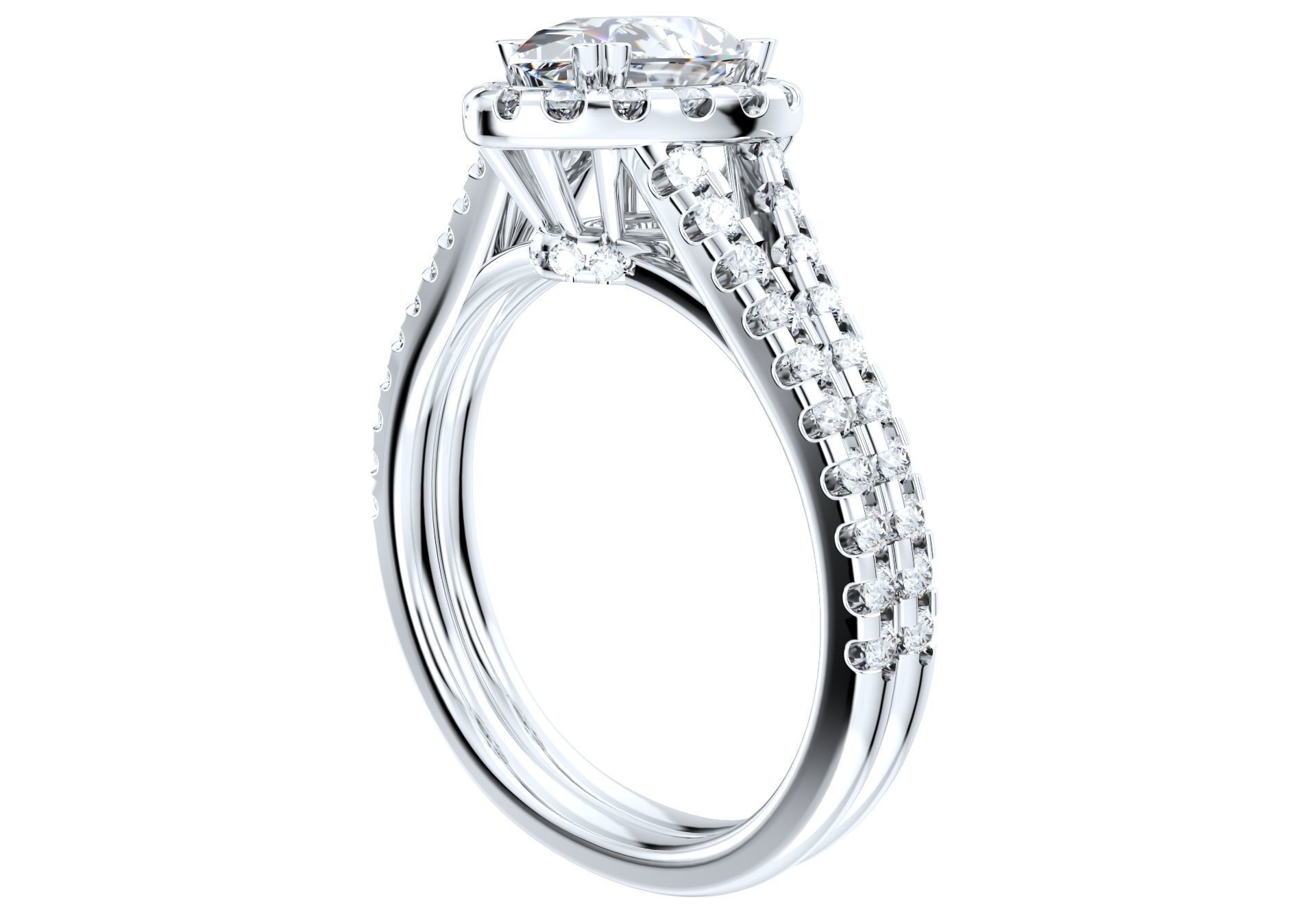 Pear Shape Diamond Engagement Ring -CRL001 3D print model_2