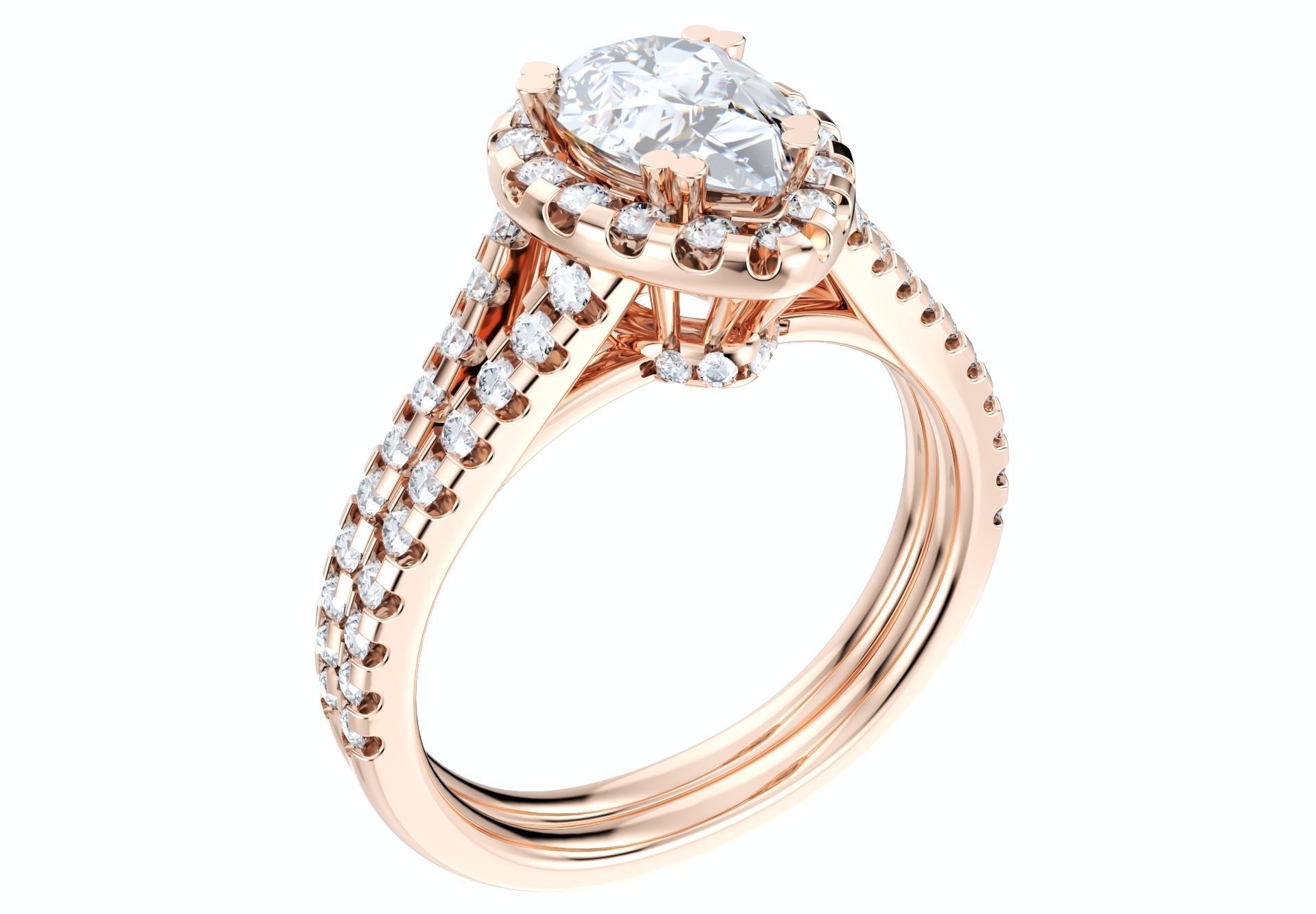Pear Shape Diamond Engagement Ring -CRL001 3D print model_7