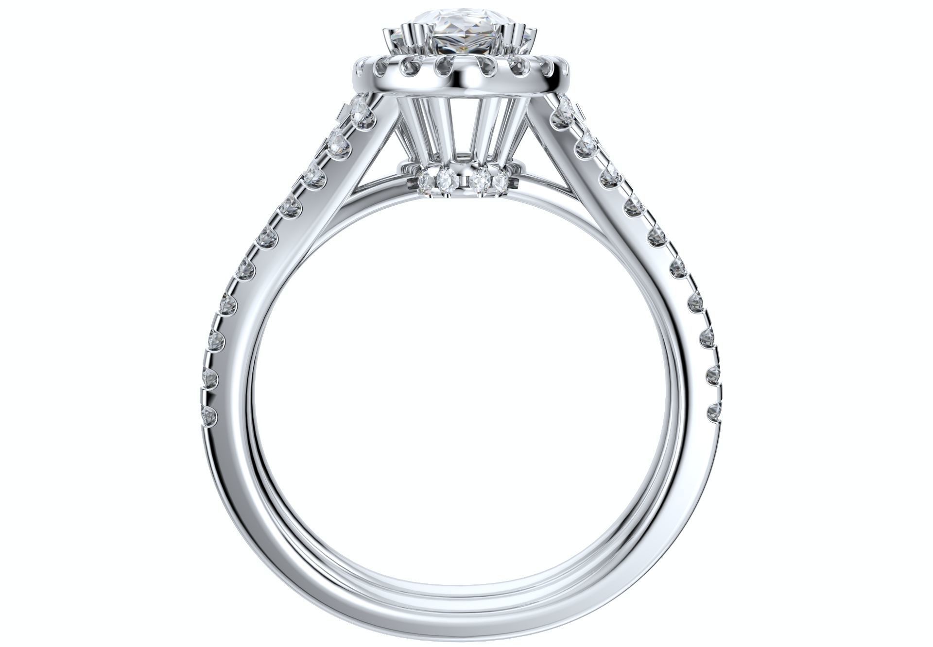 Pear Shape Diamond Engagement Ring -CRL001 3D print model_11