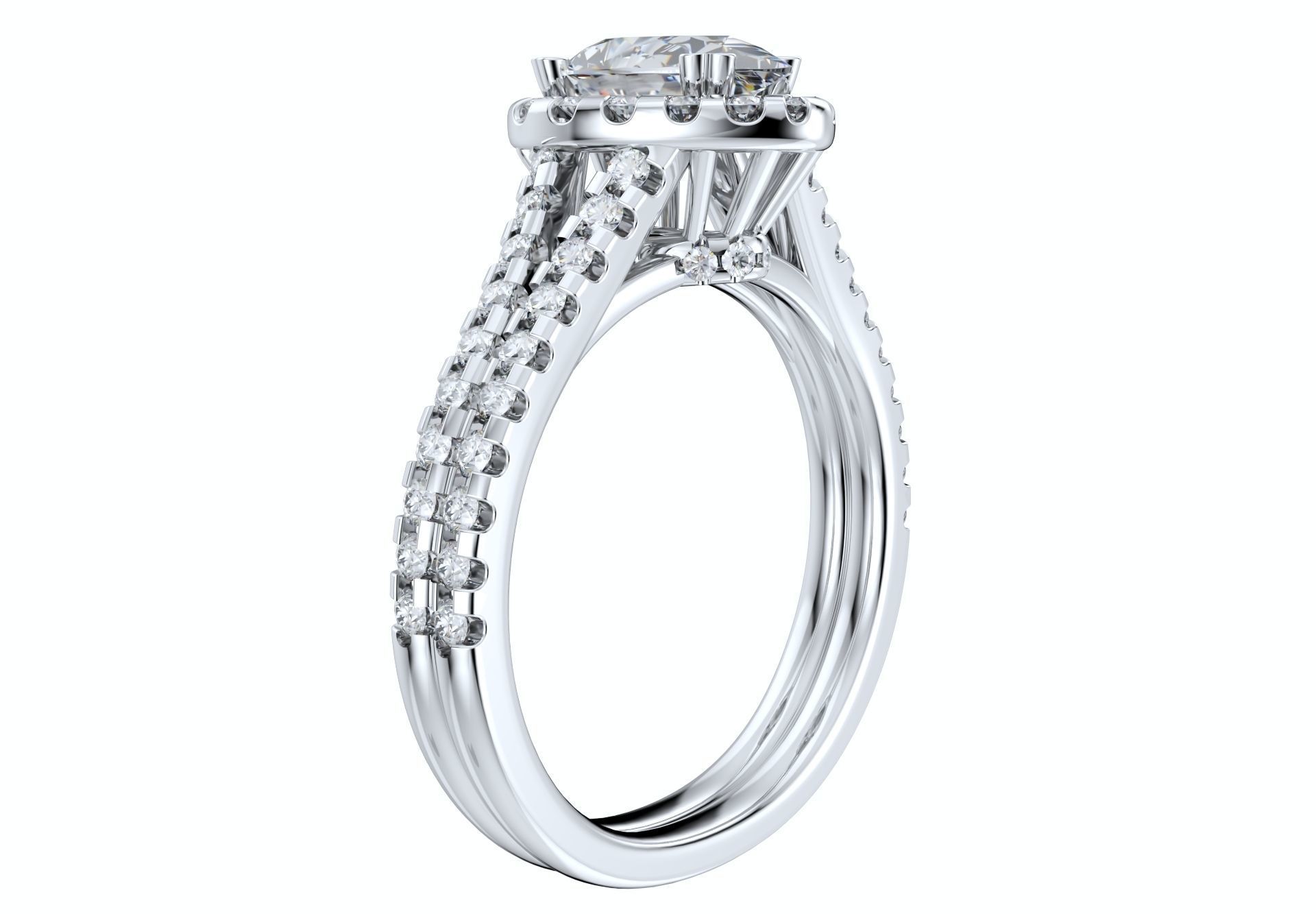 Pear Shape Diamond Engagement Ring -CRL001 3D print model_10