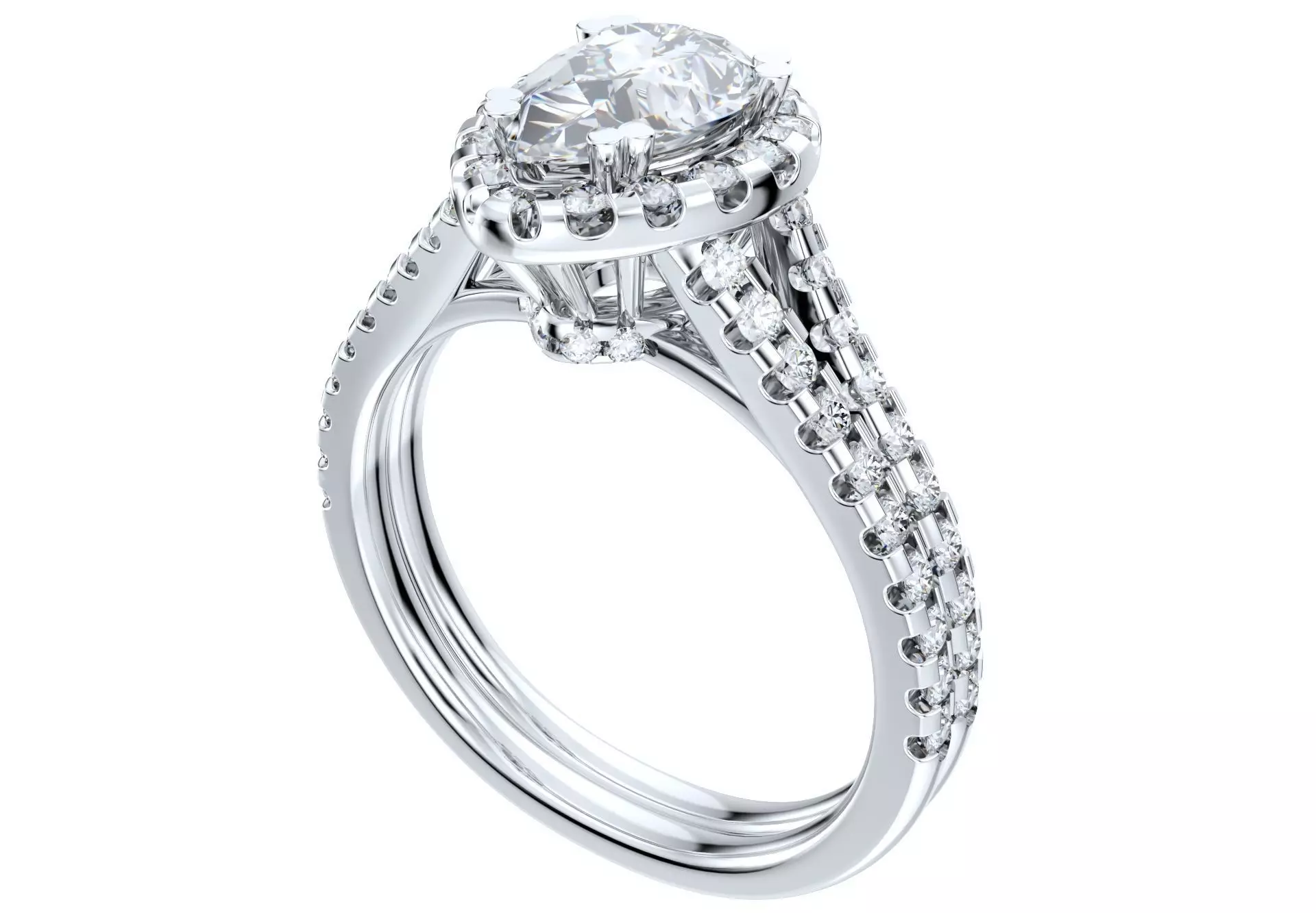 Pear Shape Diamond Engagement Ring -CRL001 3D print model_0