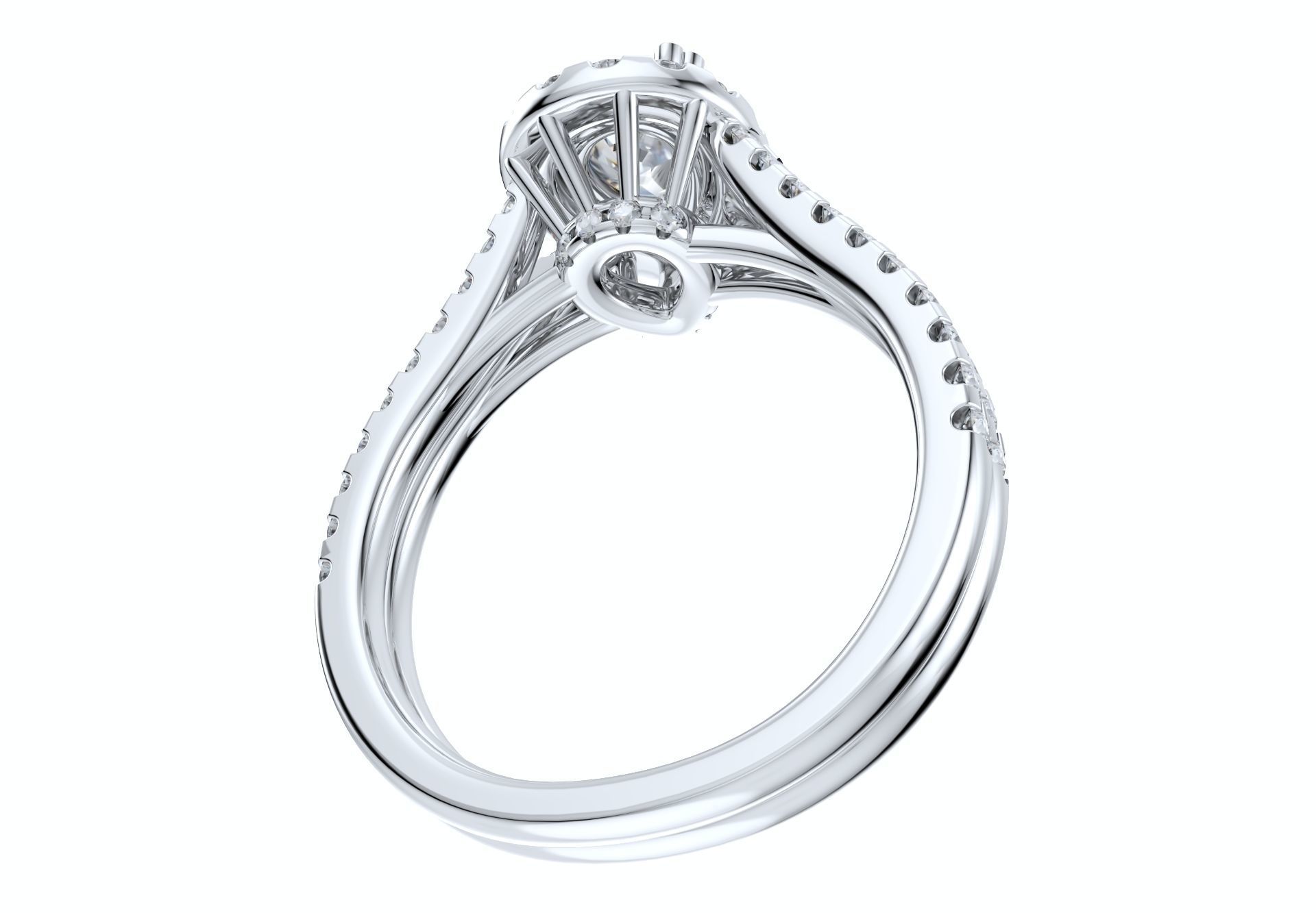 Pear Shape Diamond Engagement Ring -CRL001 3D print model_9