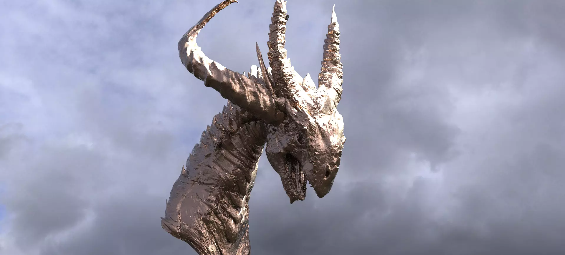 Horned Drake Head Sculpt 2 3D model_0
